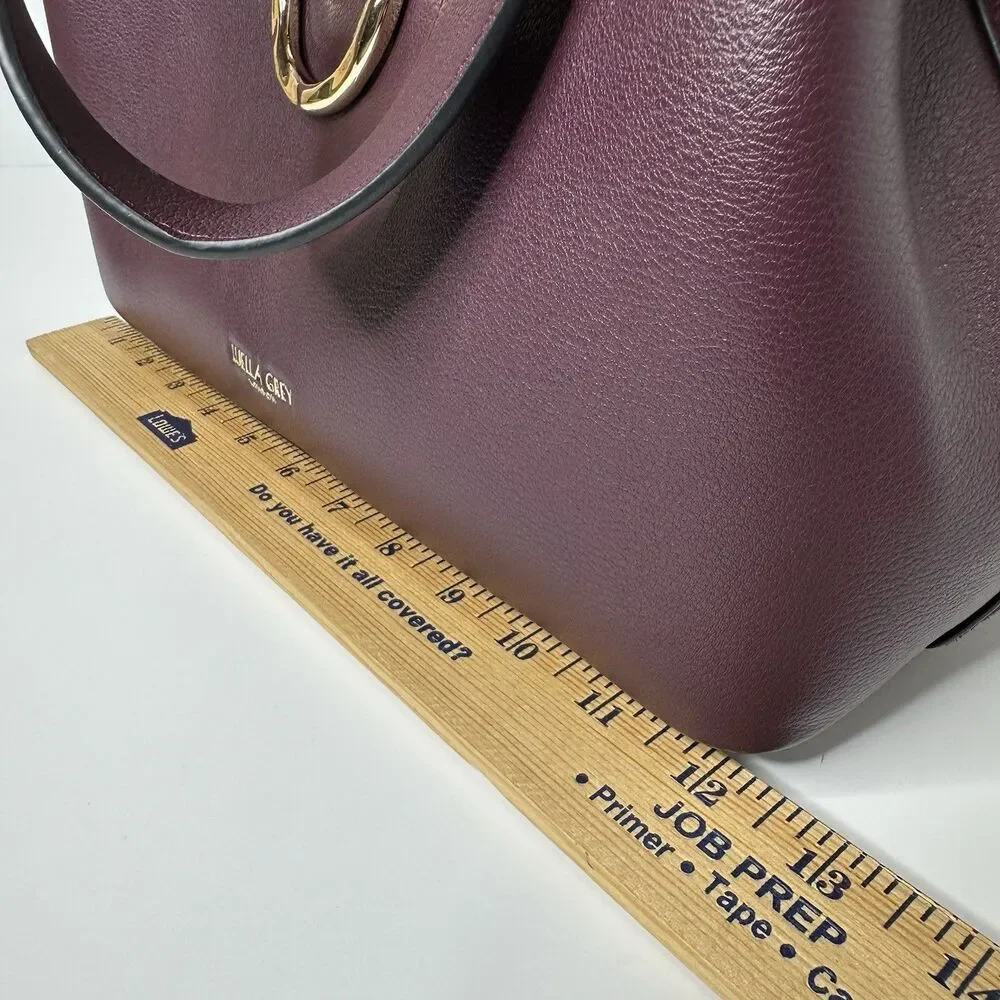 Luella Grey London Handbag‎ Hobo Shoulder Bucket Bag Purple Faux Leather Footed